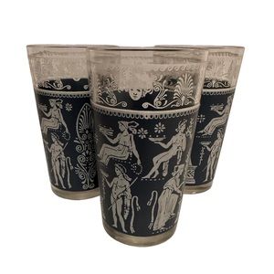 Wedgwood Jeanette Blue Corinthian Glasses Set of 3.  5 inches Tall